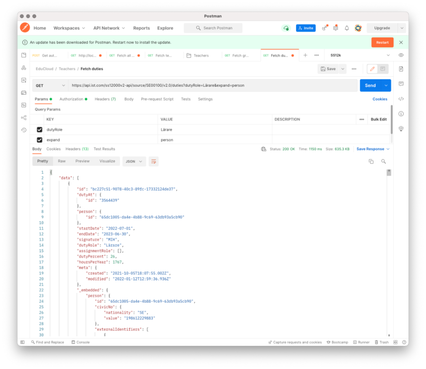 All data that we get by using the expand key will be available via the _embedded key on the response