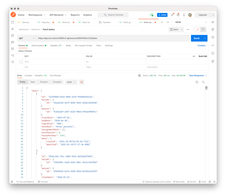 fig. 1 - Receive a list of duties